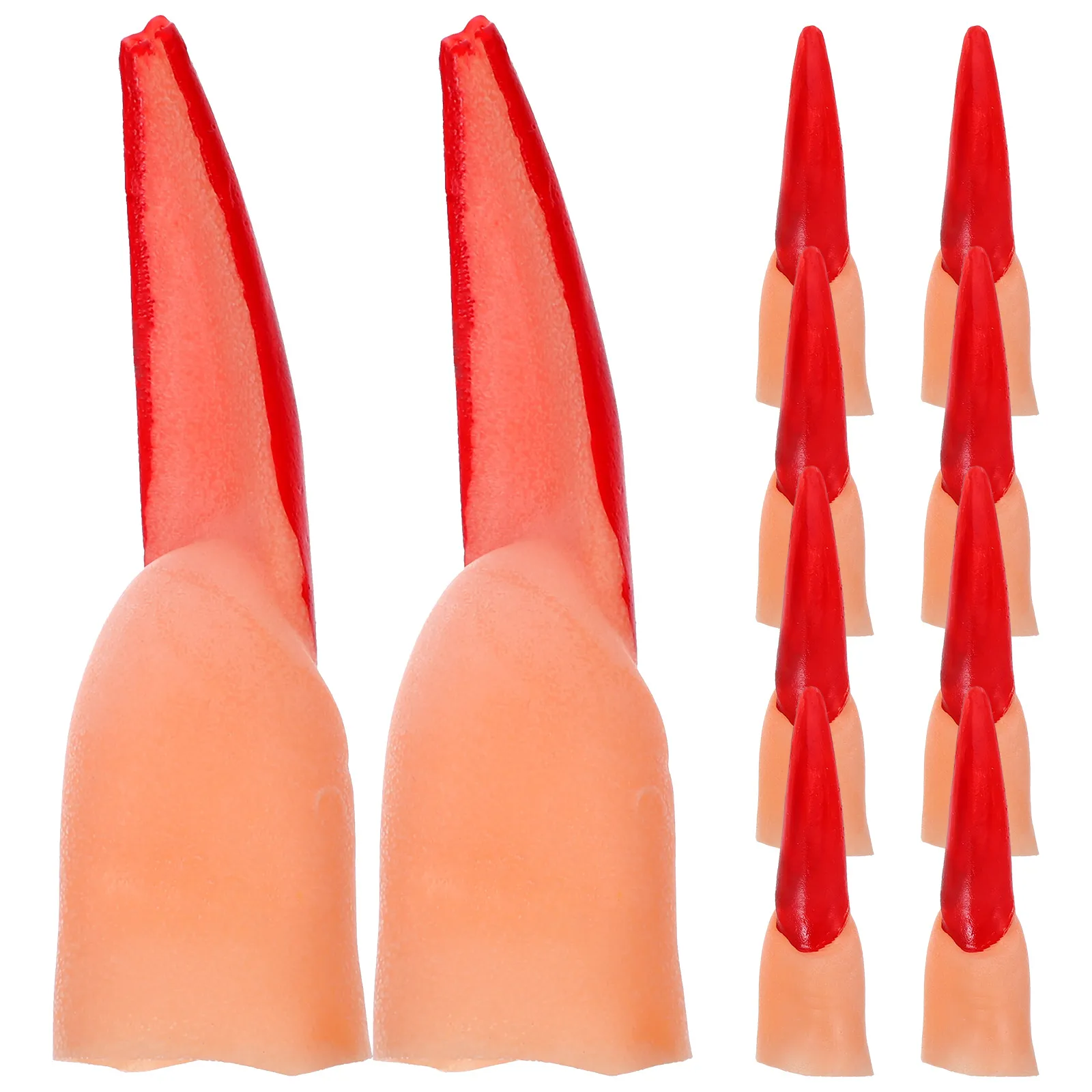 

20 Pcs Fake Fingers Nail Zombie Witch Halloween Cosplay Props Long Claw Red Nails Scary Party Toddler Costumes Weird Toys