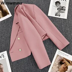 Casual Spring Slim Short Blazers Korean Chi Double Breasted Suits Jackets Fall Streetwear Y2k Coats Pink Vintage New Outerwears