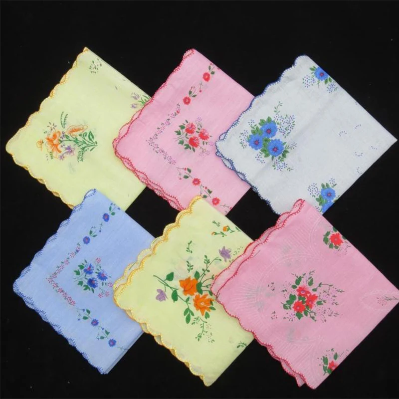 10PCS Hot Cotton White Lace Handkerchief Embroidered Women Square Ladies Hanky Children Towel Party Wedding Gift