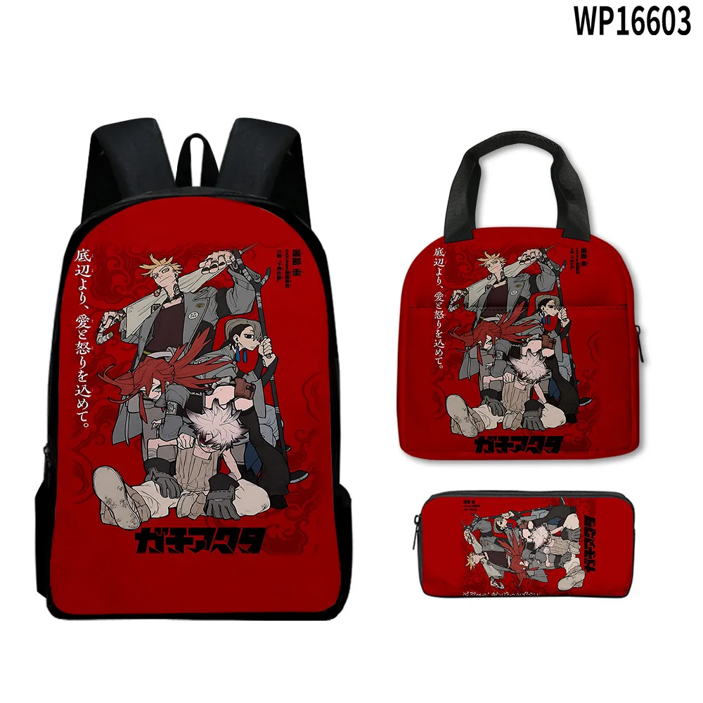 Classic Popular Harajuku Funny Gachiakuta 3D Printed 3pcs/Set pupil School Bags Laptop Daypack Backpack Lunch bag Pencil Case