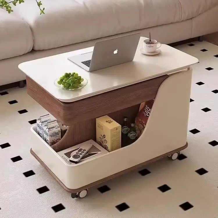 رفع بلاطة الصخور سطح المكتب طاولة جانبية غرفة المعيشة أريكة خزانة جانبية عربة متحركة متعددة الوظائف طاولة القهوة المنقولة #1