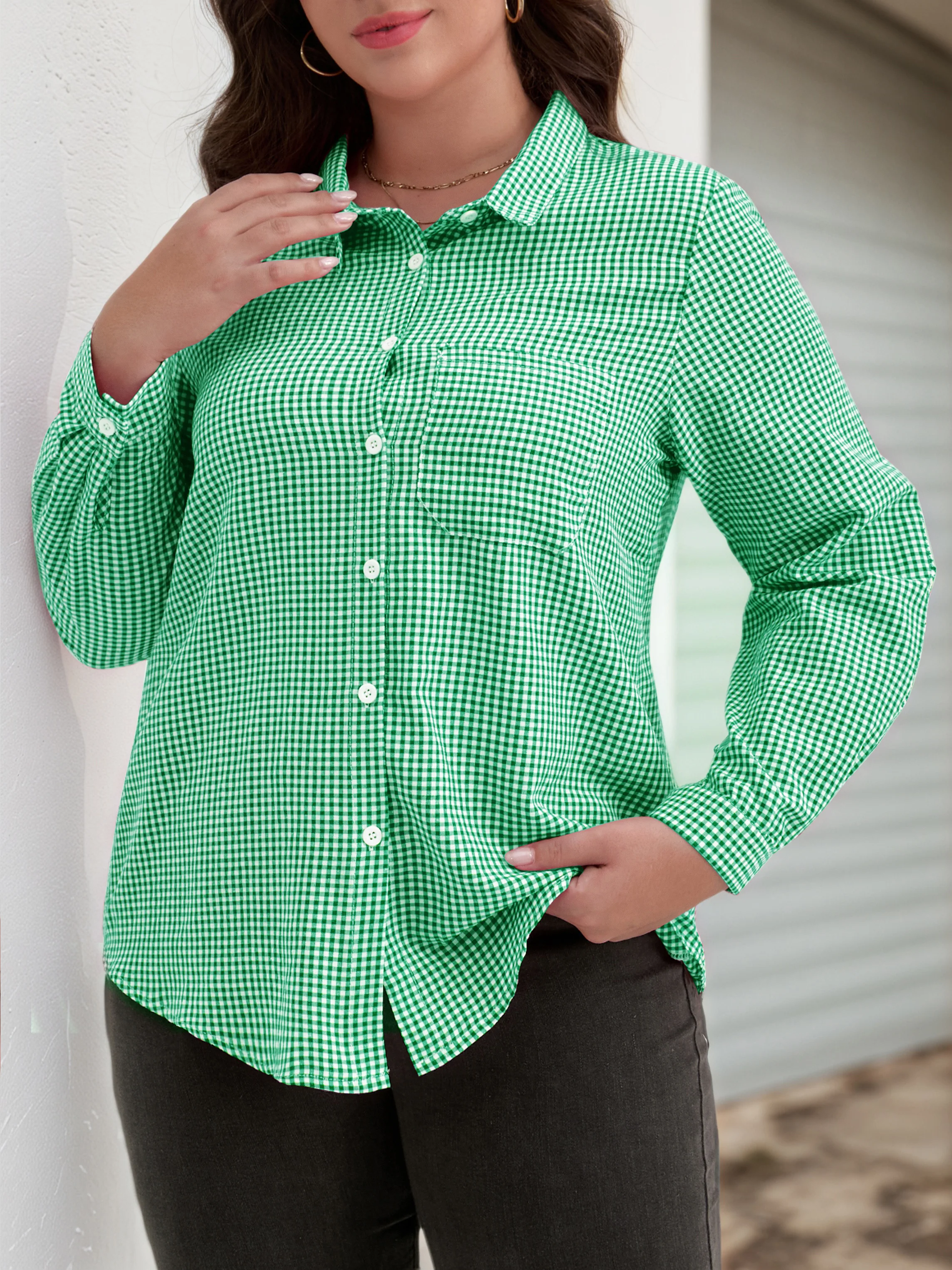 

Женская рубашка больших размеров, особая всесезонная, модная рубашка без глажки, с длинными рукавами, экологически чистый материал