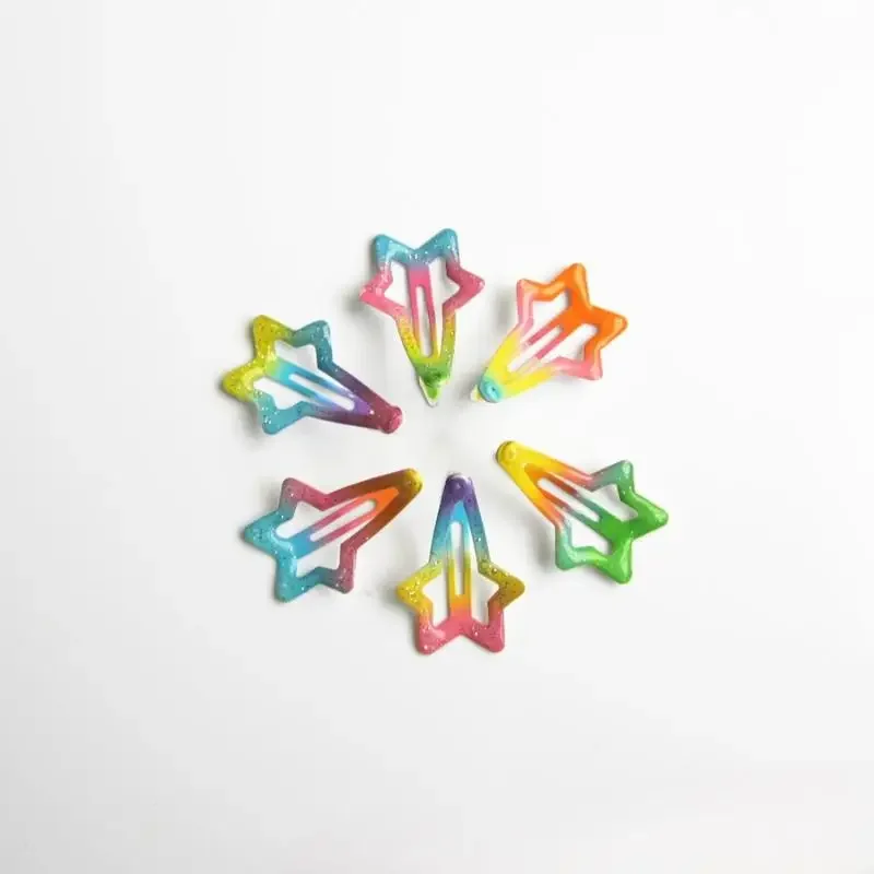 6/12 قطعة إكسسوارات شعر الفتيات دبوس الشعر الملونة المطبوعة الطلاء قطرة الماء BB كليب الكرتون المعادن الأطفال مشبك شعر