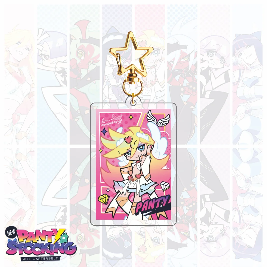 New PANTY & STOCKING with GARTERBELT 1st Anniversary Acrylic Keychain, Panty Stocking Cute Keyring, Anime Bag Pendant New Mercha