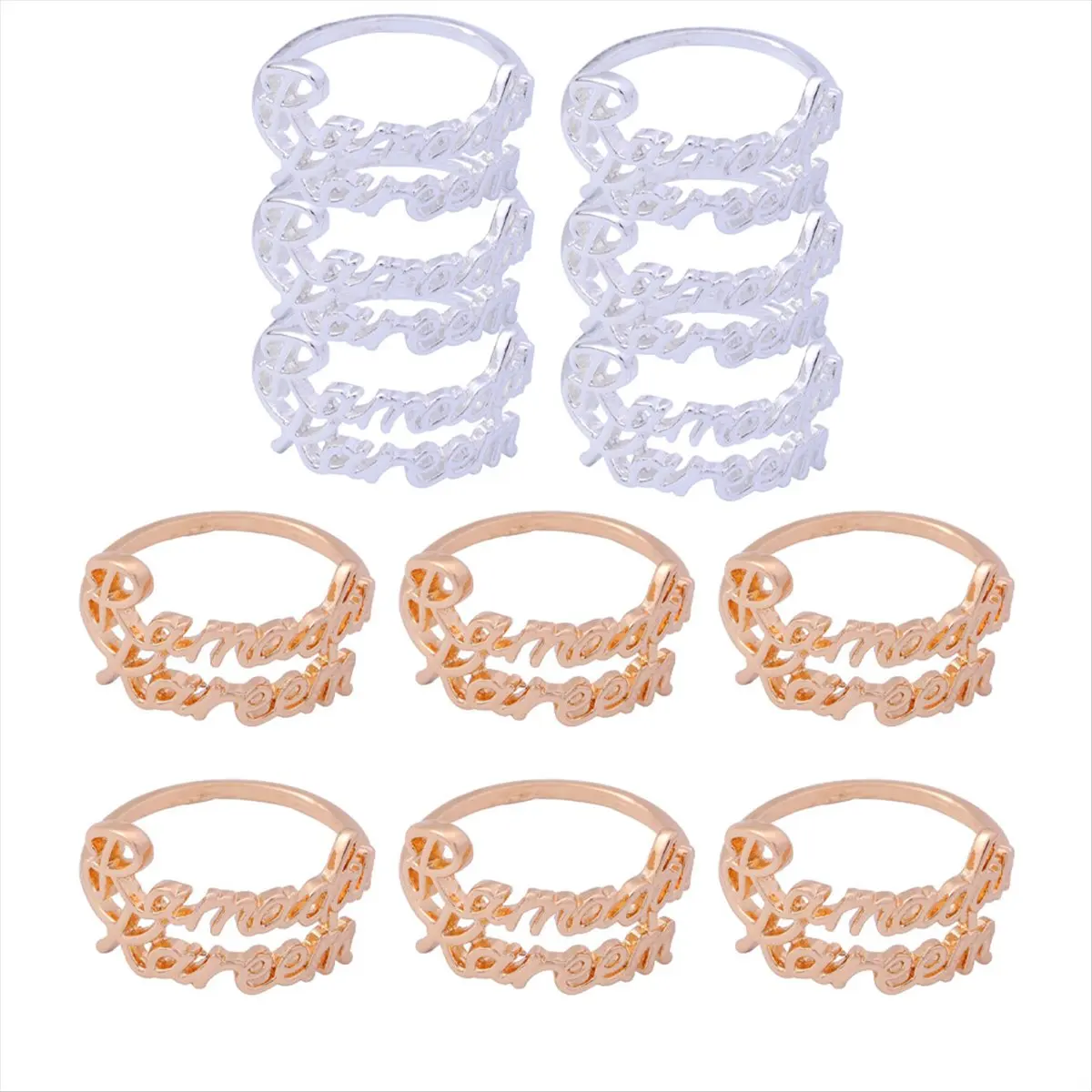 ABZF 2026 12PCS Ramadan Napkin Rings Eid Mubarak Muslim Islamic Dinner Table Home Decoration Alloy Napkin Buckle Gifts