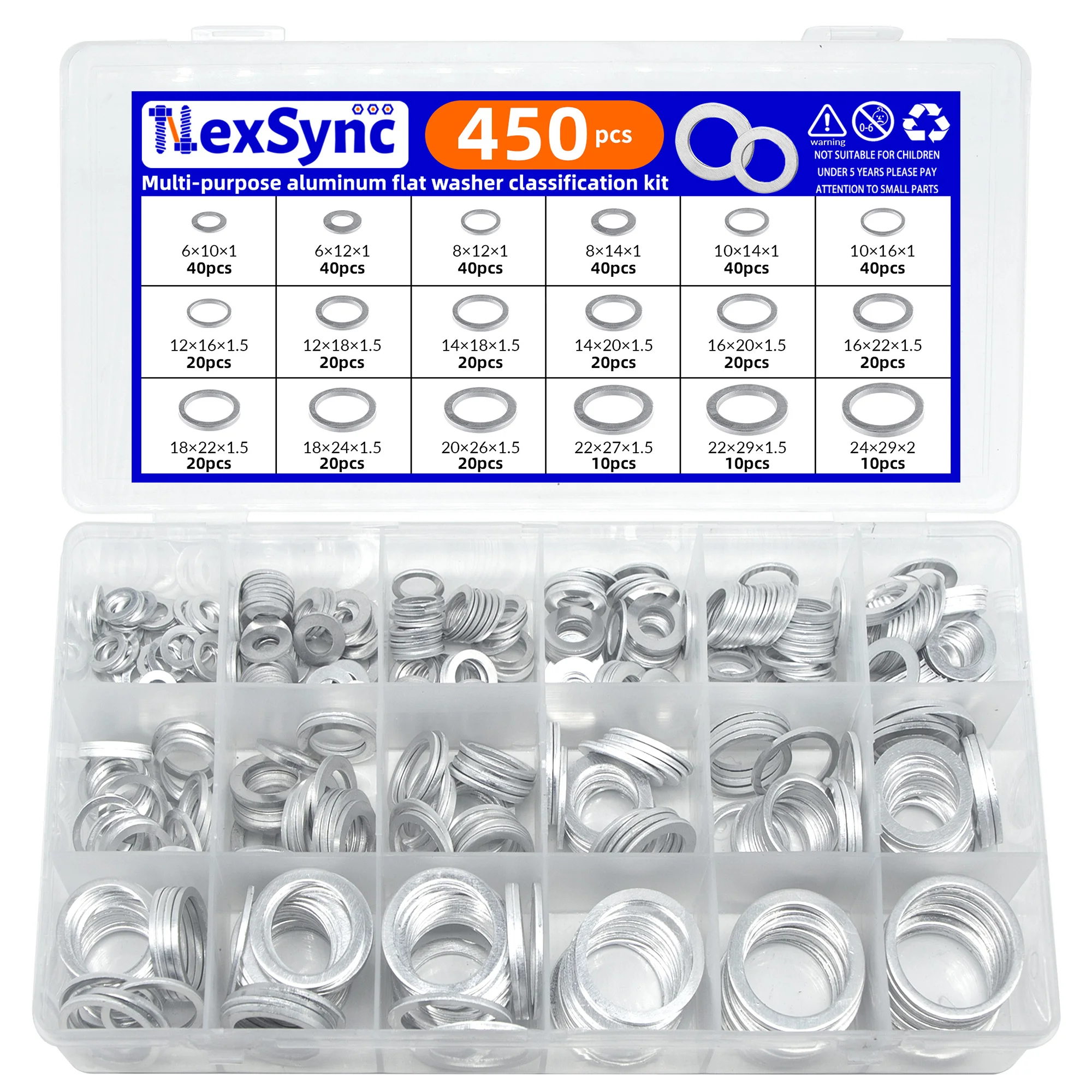 450Pcs Gaskets Washers Pure Aluminum Gasket Aluminum Flat Metal Washer Gasket Aluminum Sealing Rings