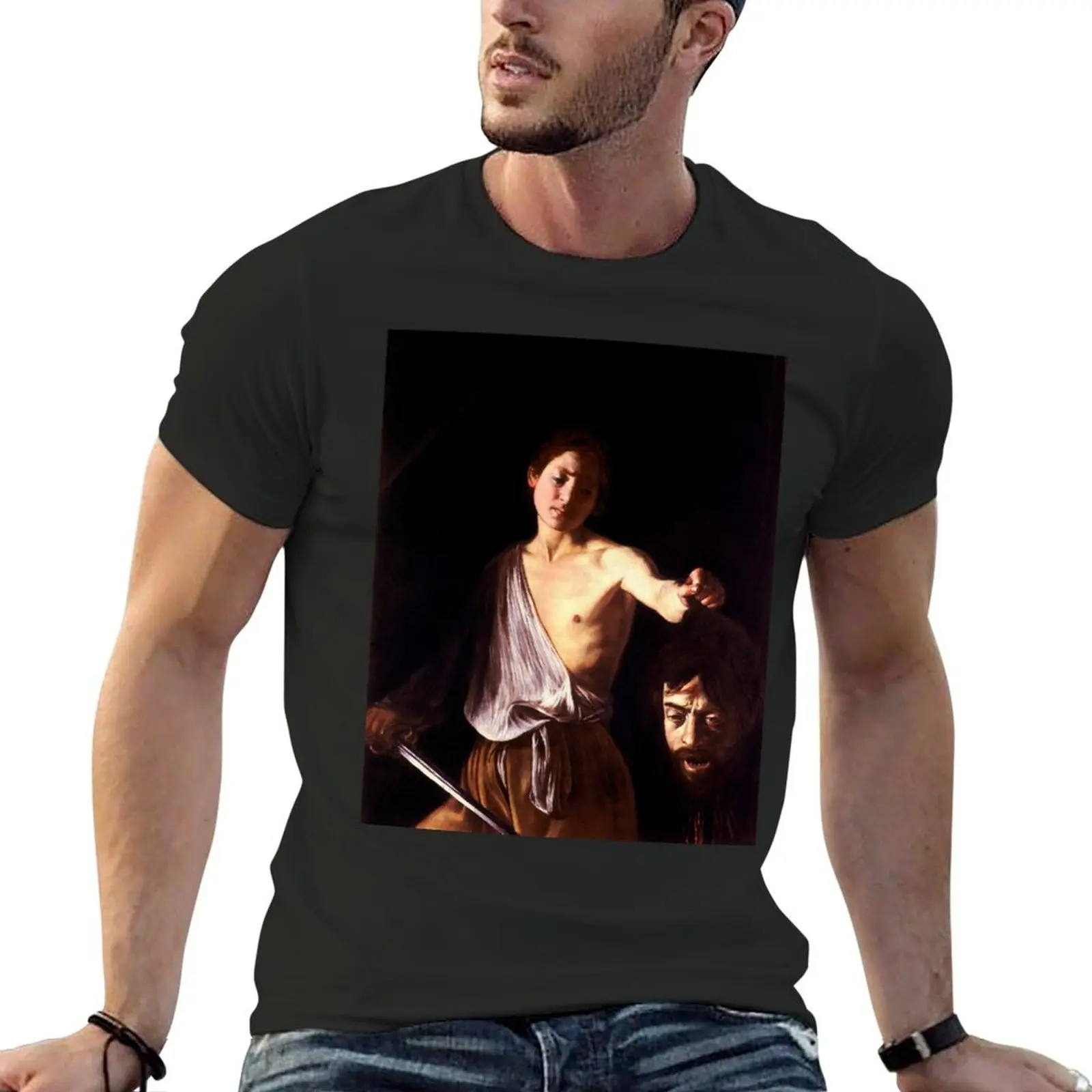 High Resolution Caravaggio David With The Head of Goliath 1610 T-Shirt man clothes blanks plain black t shirts men