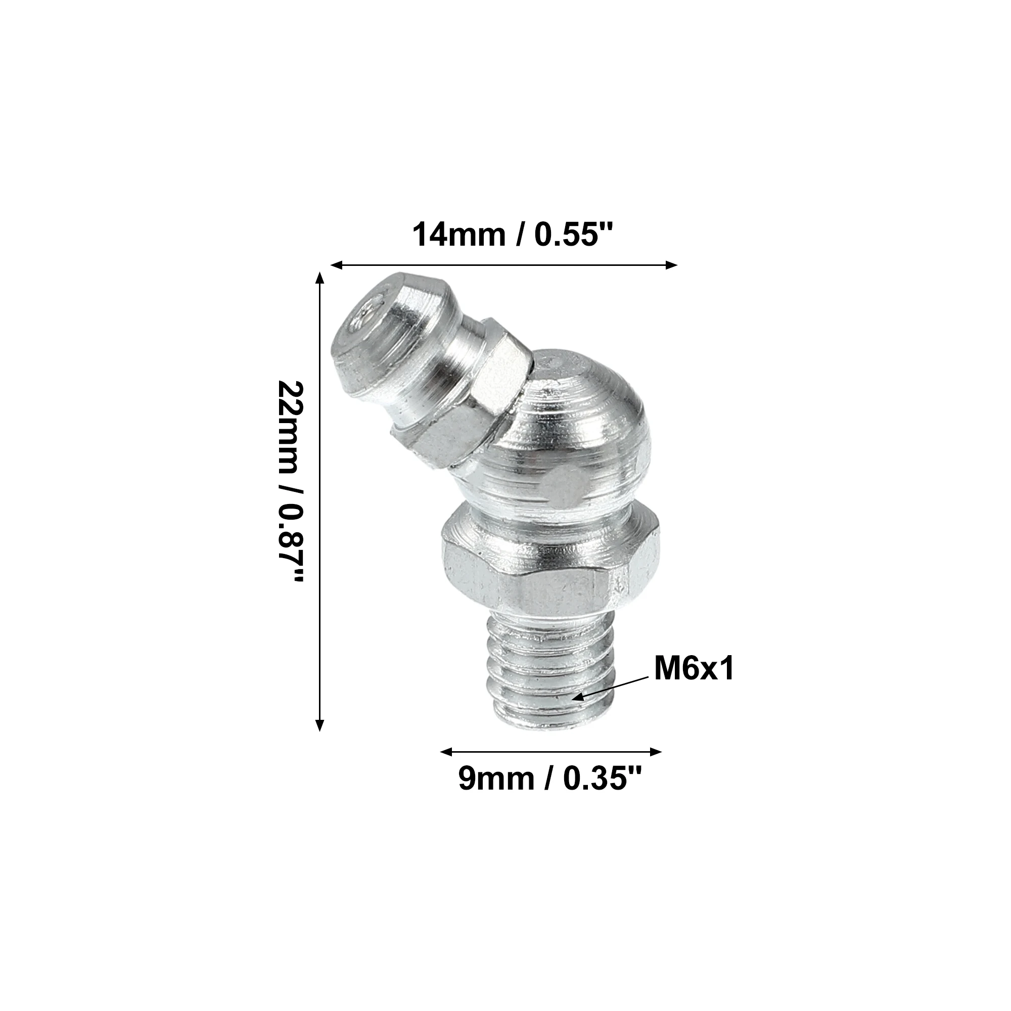 Uxcell 50 Pcs M6/M8/M12 Grease Nipple Fitting Bend 45 Degree Angle Galvanized Steel Grease Zerk Fitting Adapter for Car