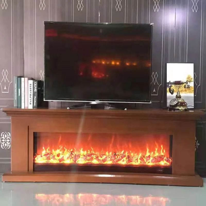 Fireplace Luxury High Quality Electric Stove Silver Fireplace Light Modern TV Cabinet Living Room Bedroom Wooden Panel Simulated