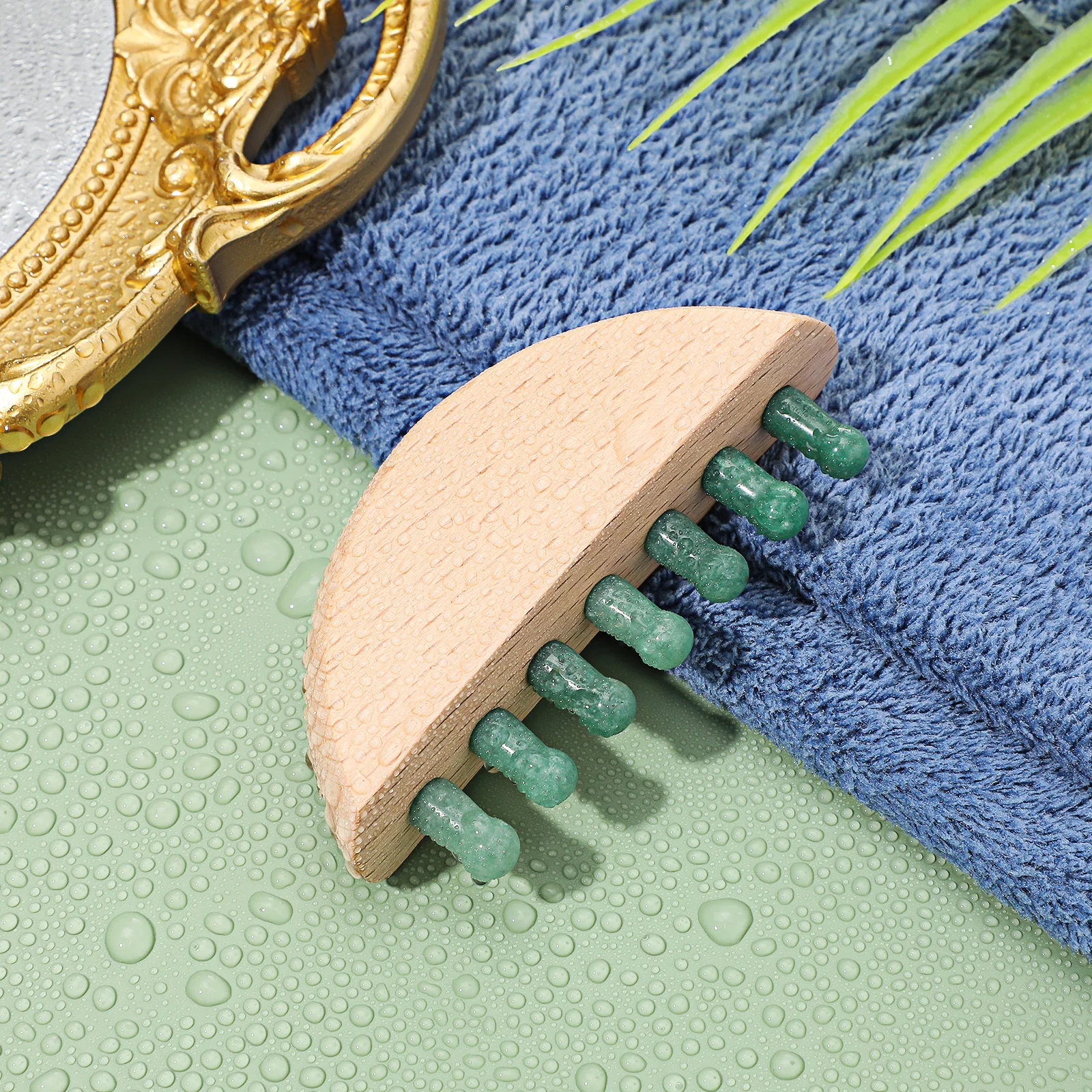 

1 шт., массажная деревянная расческа для головы с нефритовыми зубами, инструмент для релаксации кожи головы, портативный скребковый массажер для лица, шеи, плеч