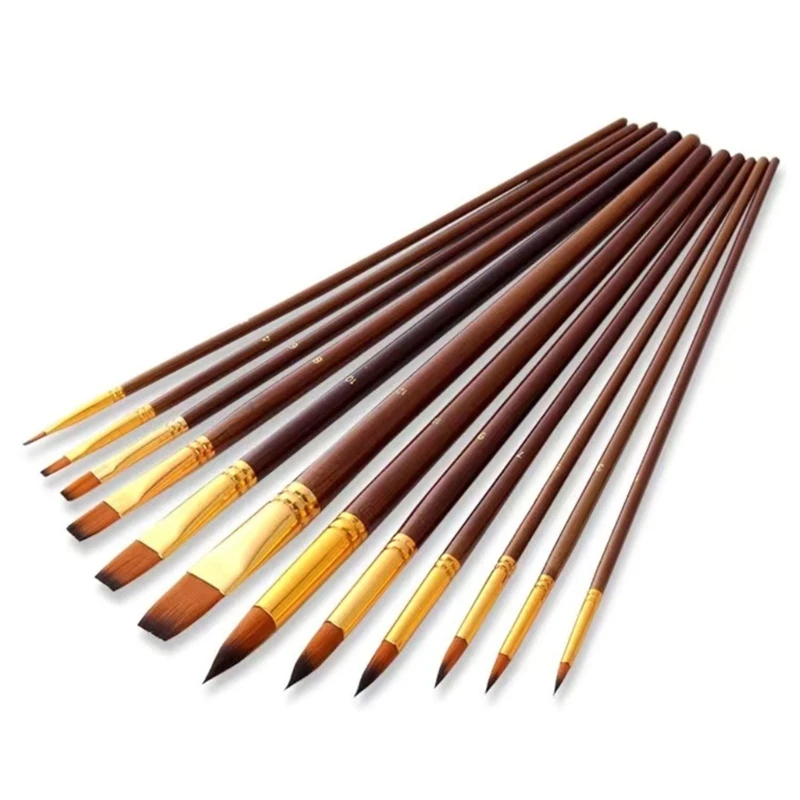 

12x Paint Brushes Set Artist Paintbrushes Oil Watercolor Acrylic Paint Brushes