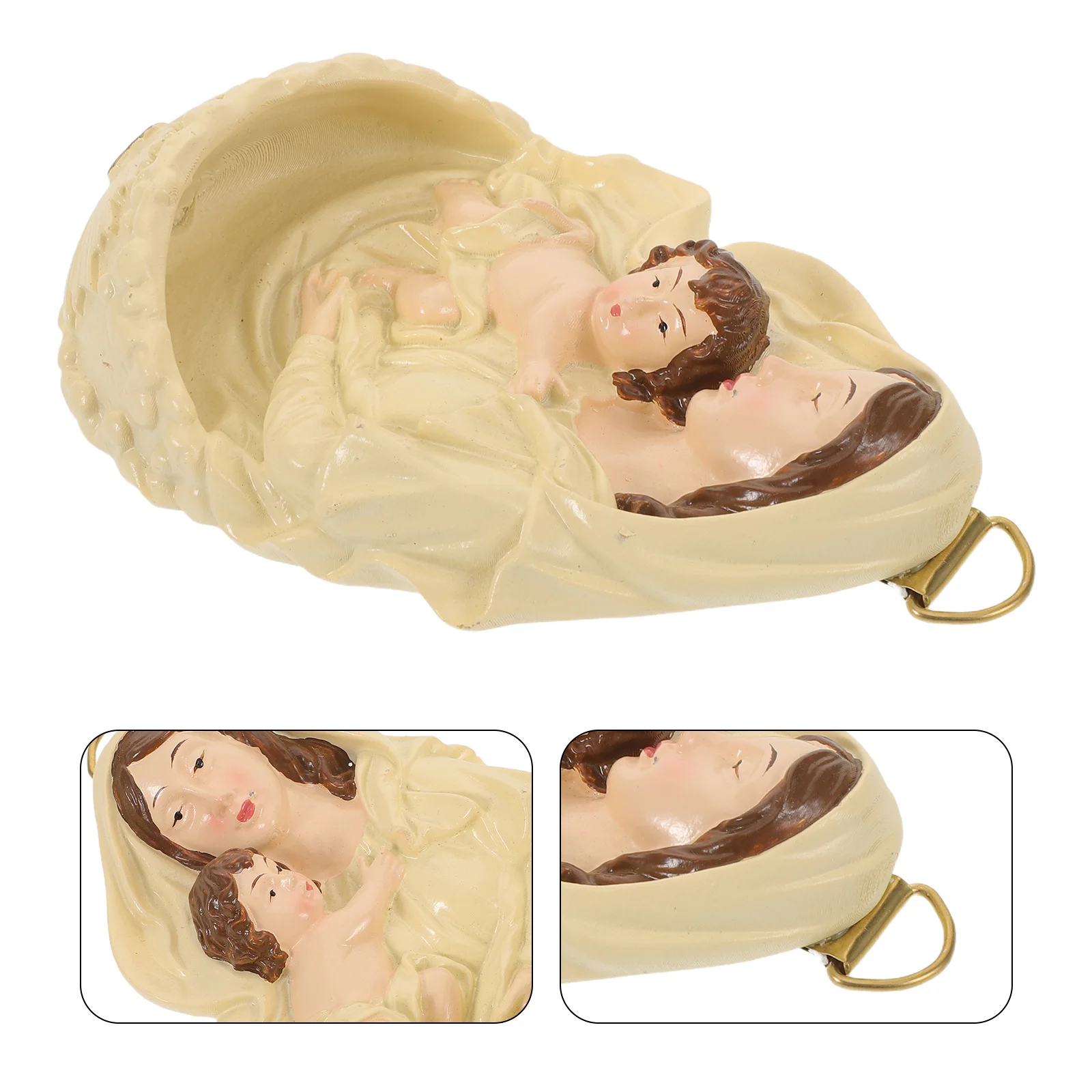 

Christian Wall Decor Resin Nativity Plaque Blessed Mother with Jesus Christmas Gift Idea for Confirmation Christening