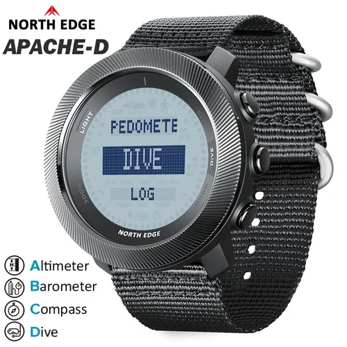 NORTH EDGE APACHE-D reloj Digital de buceo libre para hombres deportes al aire libre natación impermeable 100M altitud barómetro brújula relojes de pulsera