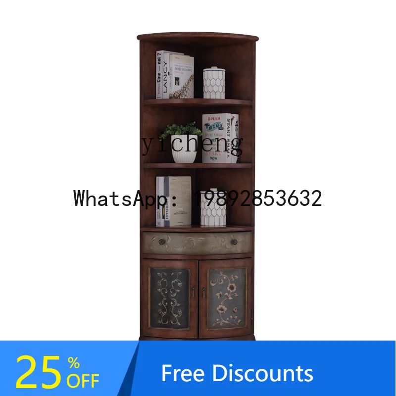 

solid wood corner cabinet bookcase wine cabinet storage side corner high cabinet decorative bookshelf