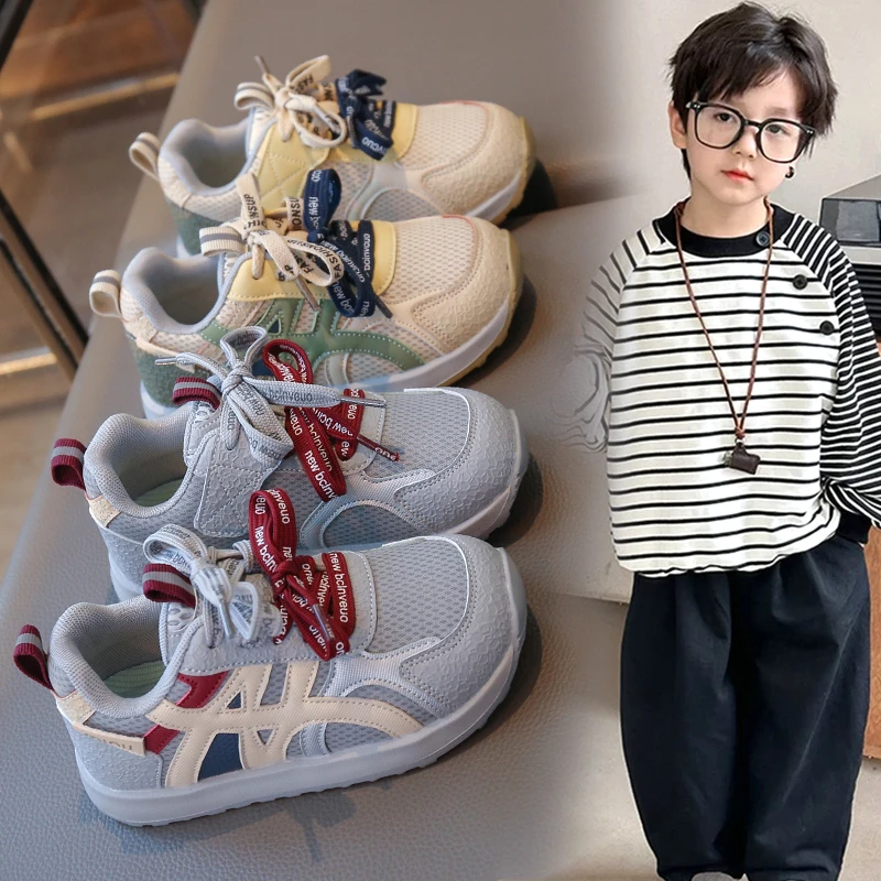 

Boys' Sports Shoes Spring and Autumn New Style Children's Mesh Breathable Anti Slip Casual Board Shoes Student Training Sneakers