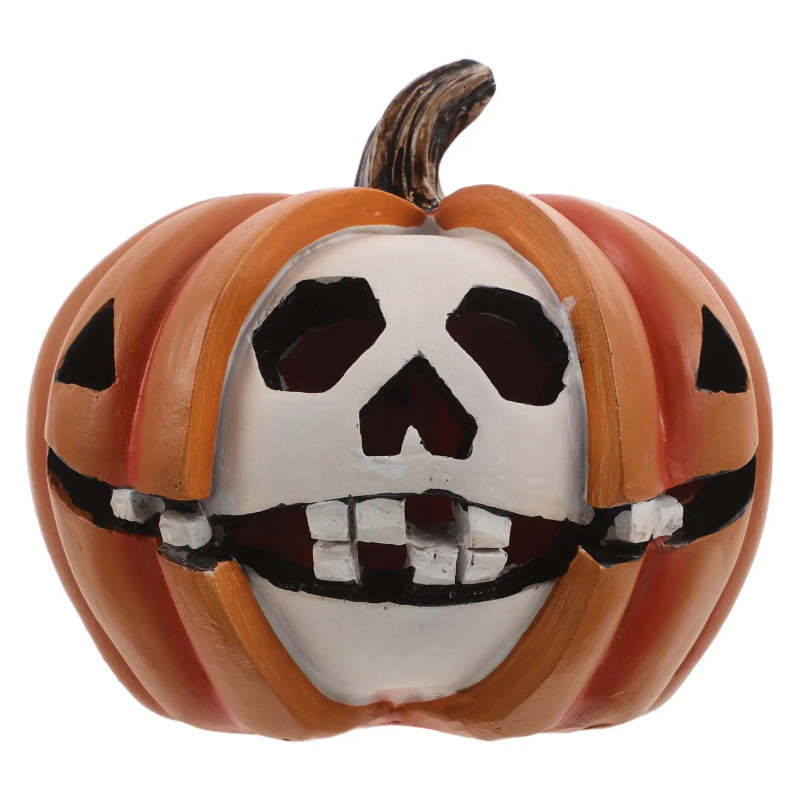 

Halloween Resin Pumpkin Skull Sculpture Gothic Halloween Centerpiece Decoration for Home Party Pumpkin Skull Decor