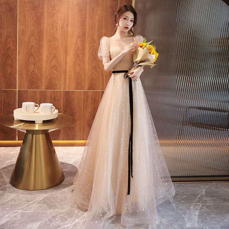 

Temperament Evening Dress Dress for Women 2026 New Luxury Banquet Annual Meeting Host Art Exam Immortal Champagne Dress