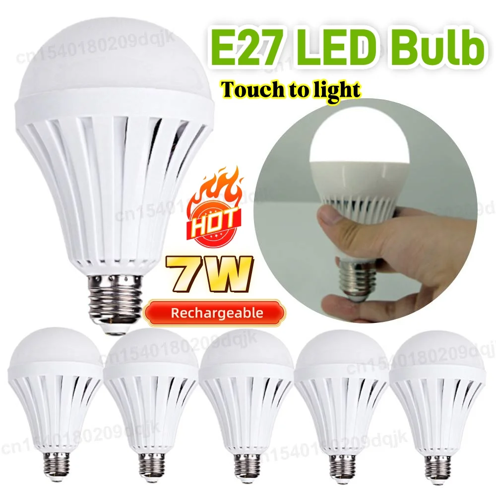 

1-5 шт. E27 аварийная светодиодная лампа сенсорная лампа 7 Вт перезаряжаемая лампа высокой яркости энергосберегающее аварийное освещение
