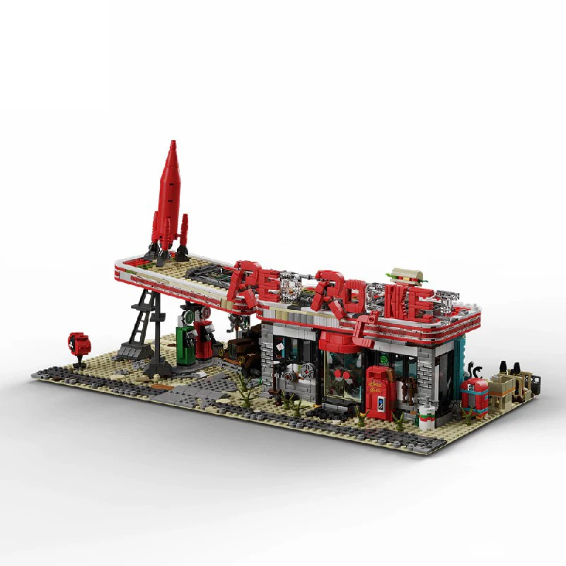 2221PCS Game Doomsday Petrol Station Buildings Sets City Architecture Shop Modular Buildings Blocks Model Kit Toy Gift for Audlt