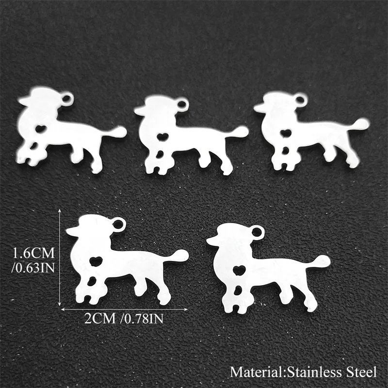 Stainless Steel Poodle Dog Charms Pendant For DIY Jewelry Making Finding Accessories Bracelet Earrings Handmade Necklace 1932-3