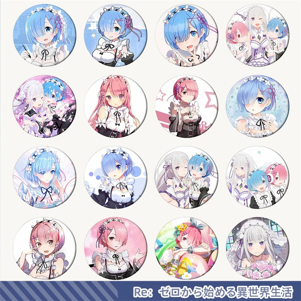 

58 мм аниме Re: Жизнь в другом мире с нуля Эмилия Рм Рам Беатрис косплей костюм значок булавка SPTE жесть брошь ﻿ Опора