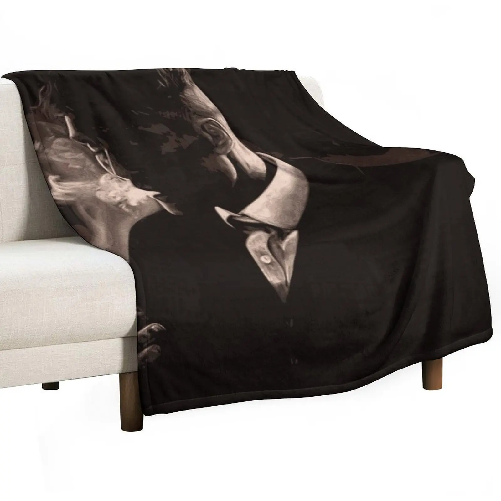 Tommy Shelby Smoking a Cigarette Throw Blanket Nap Custom Quilt Flannel Cute Plaid Personalized Gift Blankets