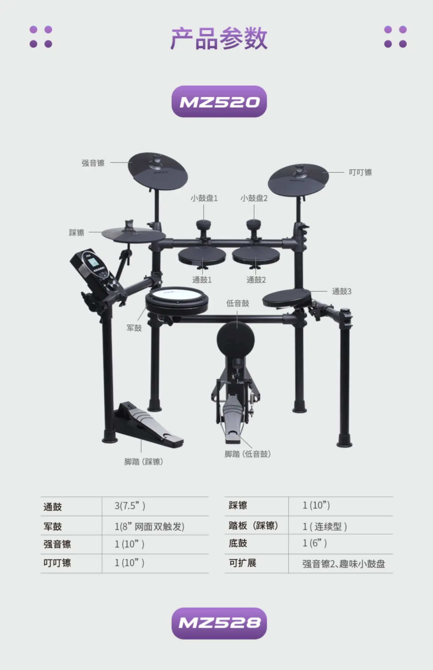 Mz528 Magic Shark Electronic Drum Kit Drum Children'S Professional Beginners Introductory Electric Drum