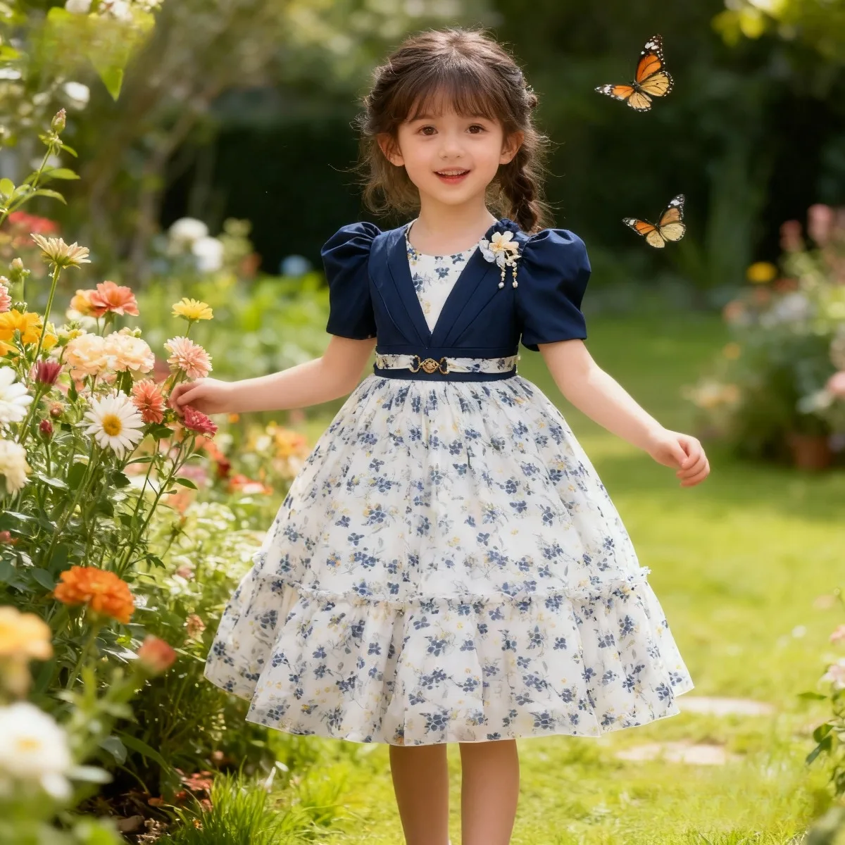 

Вечернее платье принцессы для девочек, шифоновое платье с цветочным узором для девочек, детское праздничное платье для фотосессии на свадьбу, день рождения для детей ясельного возраста