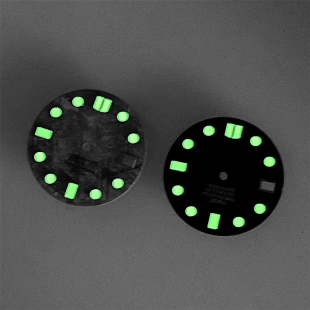 28.5mm S Logo Meteor Dial Suitable For NH35/NH36/4R/7S Japanese Automatic Movement Green Luminous Watch Modification Accessories