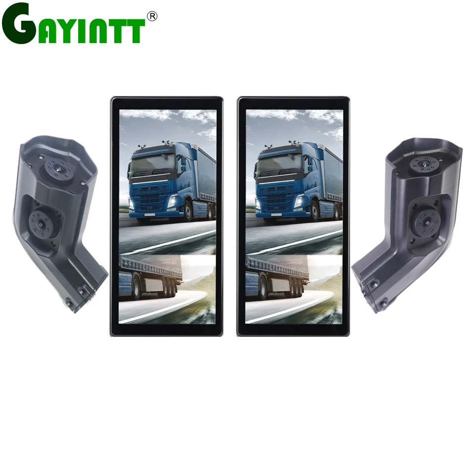 GAYINTT BSD Radar Alarm Car DVR Video Recording 2 Channel AHD Side View Camera with Truck Buses 10.36 Inch Rear Mirror Monitor