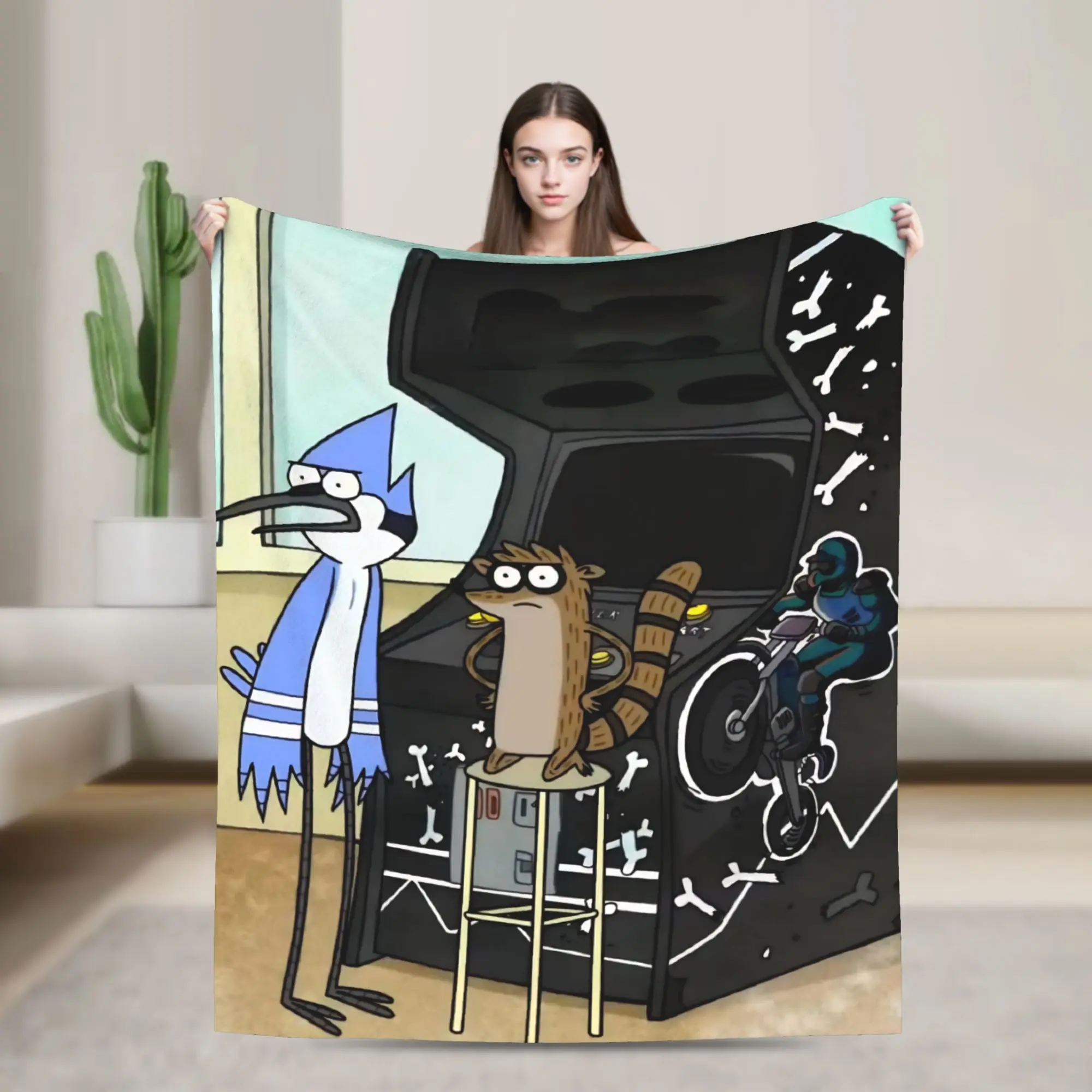 Cartoon TV Series Regulars Show Piano Blanket Cover  Flannel Throw Blankets Airplane Travel Decoration Lightweight Bedspreads,