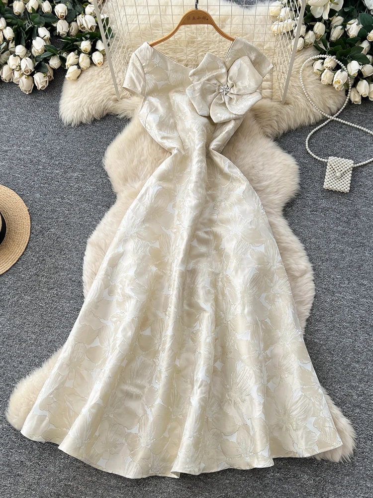 

Женское летнее платье Ele с завышенной талией, А-силуэта, для похудения, длинное, для повседневной носки, с вышивкой, объемными 3D цветами