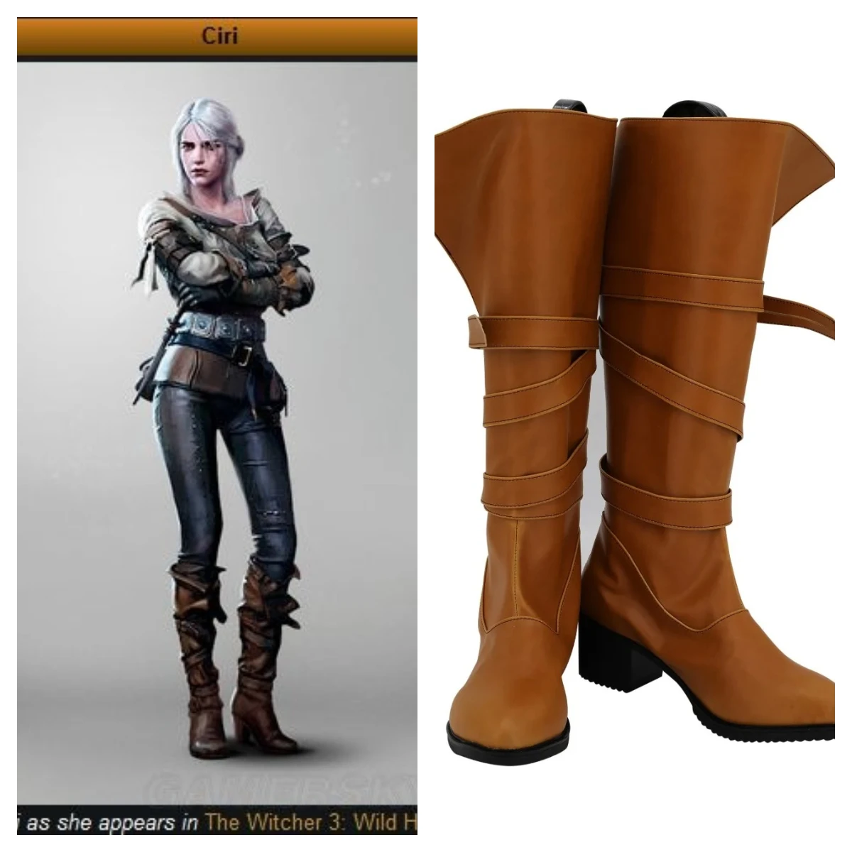 

Cirilla Fiona Elen Riannon Ciri Cosplay Boots Brown Shoes Custom Made Any Size For Women Girls