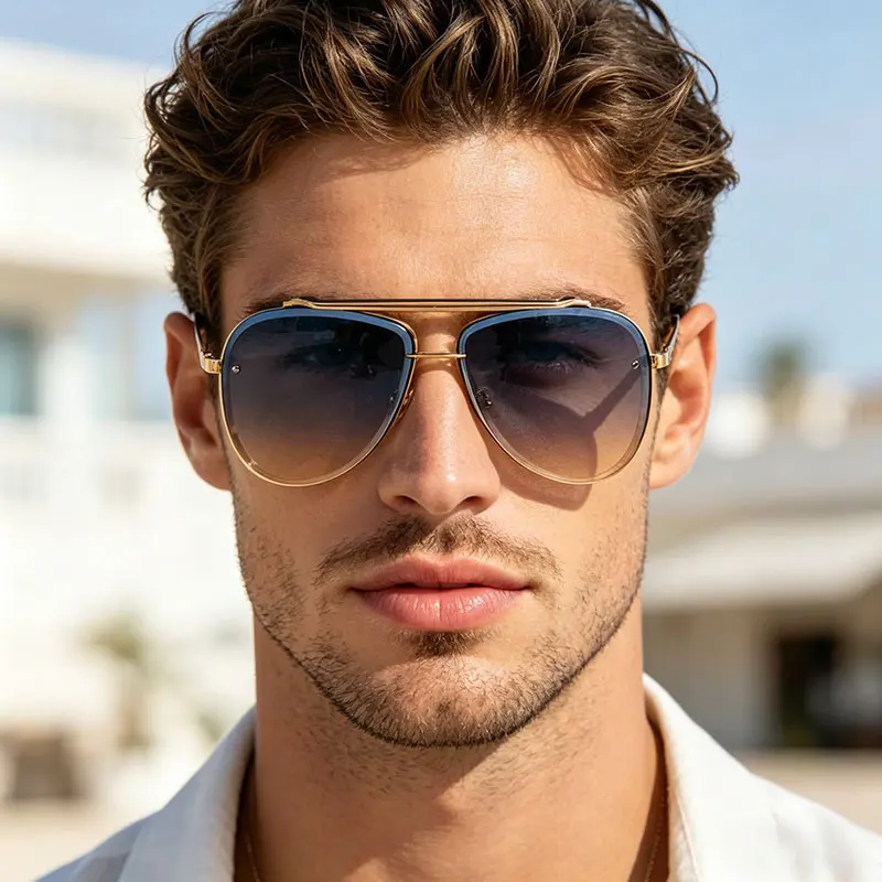 Fashion Double-barrel Sunglasses With Large Frames, Slimming Effect, Sun Protection And Uv Protection Sunglasses235