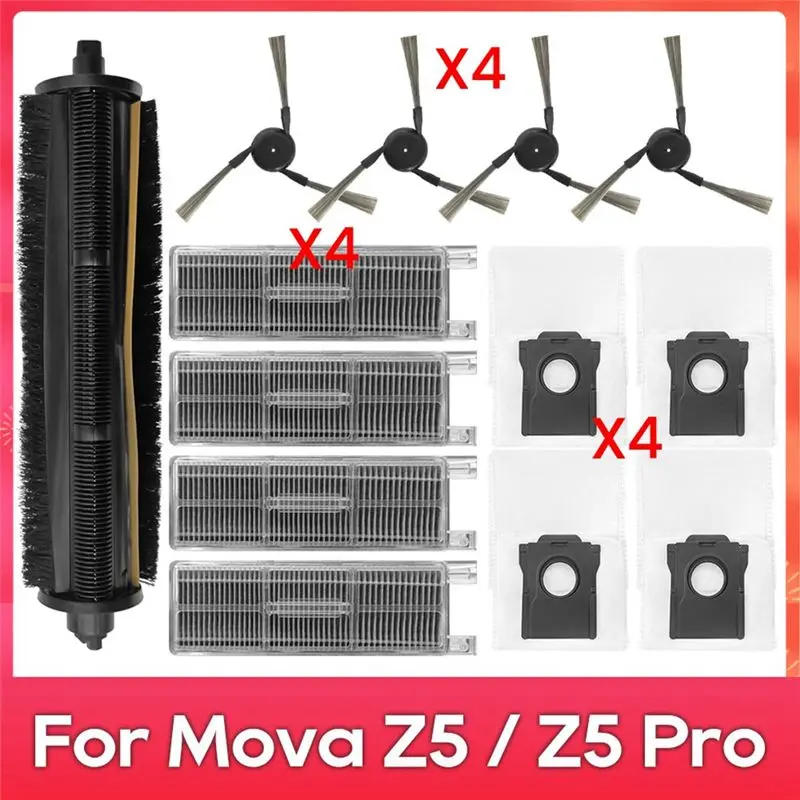 New Arrivals-For Mova Z5 / Z5 Pro Tricut Brush Side Brush Hepa Filter Dust Bag Spare Part Accessories Robot Vacuum Cleaner Kit