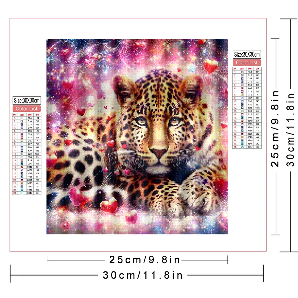 AZQSD Diamond Mosaic Full Drill Leopard Animal Modern Home Decor Rhinestones Handmade Diamond Painting Heart Love Fantasy