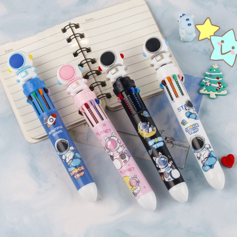 우주 비행사 볼펜, 10 색 프레스 펜, 초등학교 프레스 멀티 컬러 펜, 뉴트럴 펜 포함