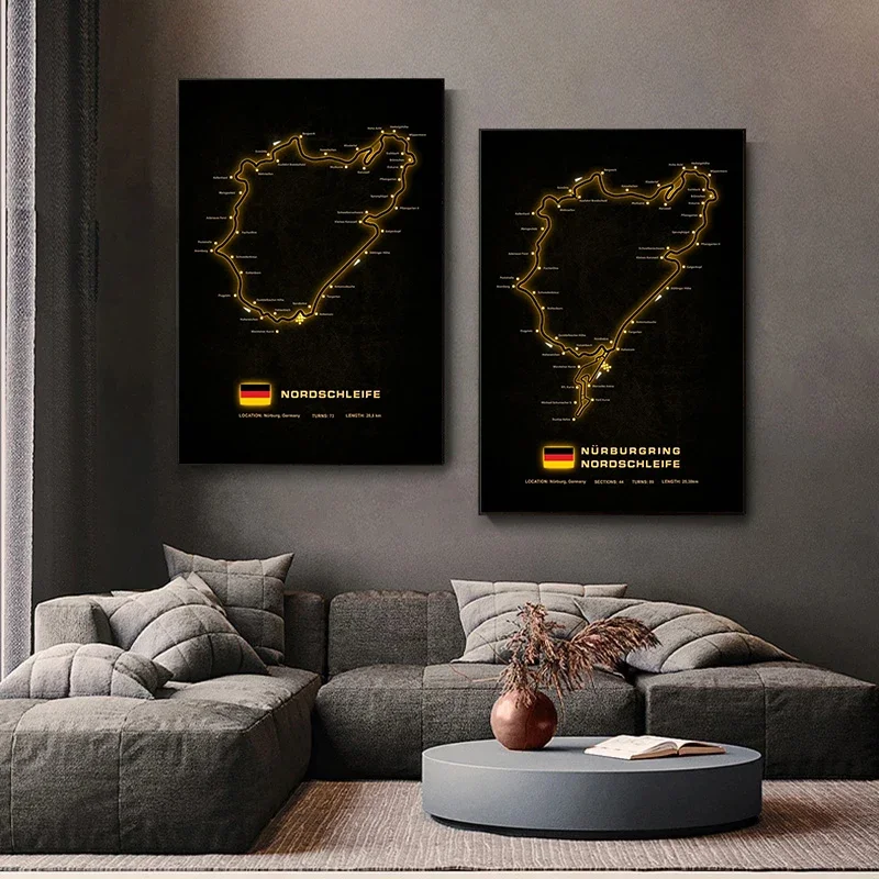 Classic Abstract Wall Art Nürburgring Race Track Complete Oil Painting Canvas Print Poster Home Living Room Bedroom Decoration