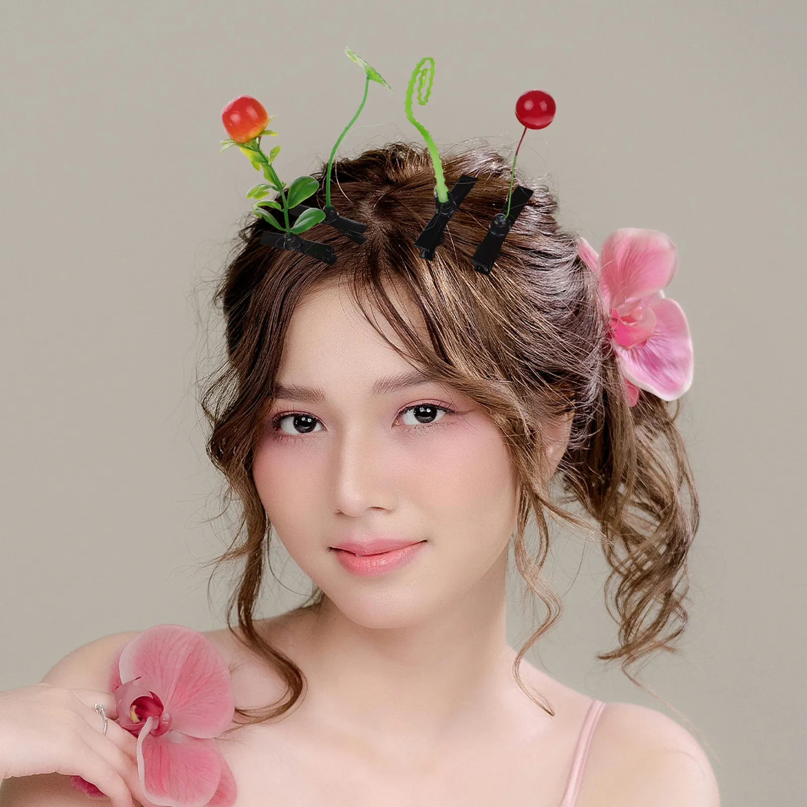 32Pcs Simulated Plant Hair Clips Lifelike Vibrant Lightweight Comfortable for Women All Ages Fun Hair