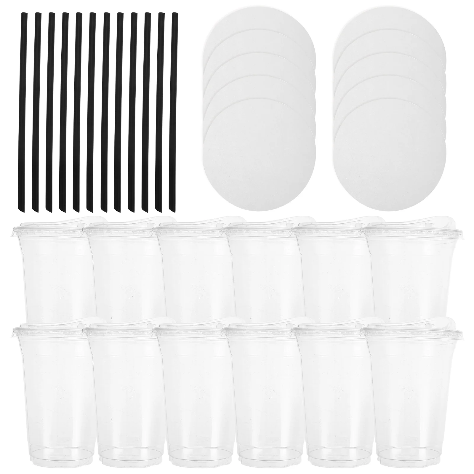 

Clear Coffee Cups With Lids 360Ml Disposable Transparent Pet Cups For Milk Tea Smoothies Cold Drinks Leakproof Design For