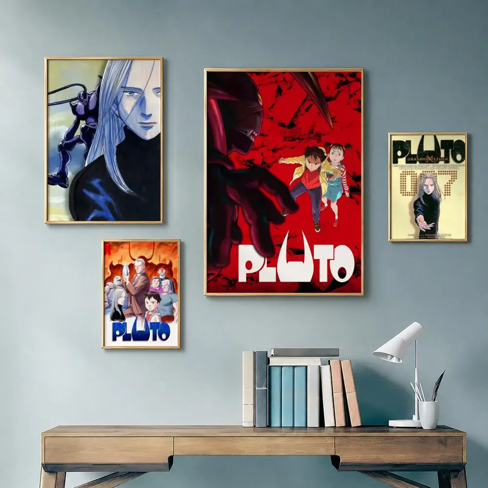Popular Anime P-PLUTOS Poster Vintage Retro Anime Poster Stickers Peel and Stick Wall Art Home Decor