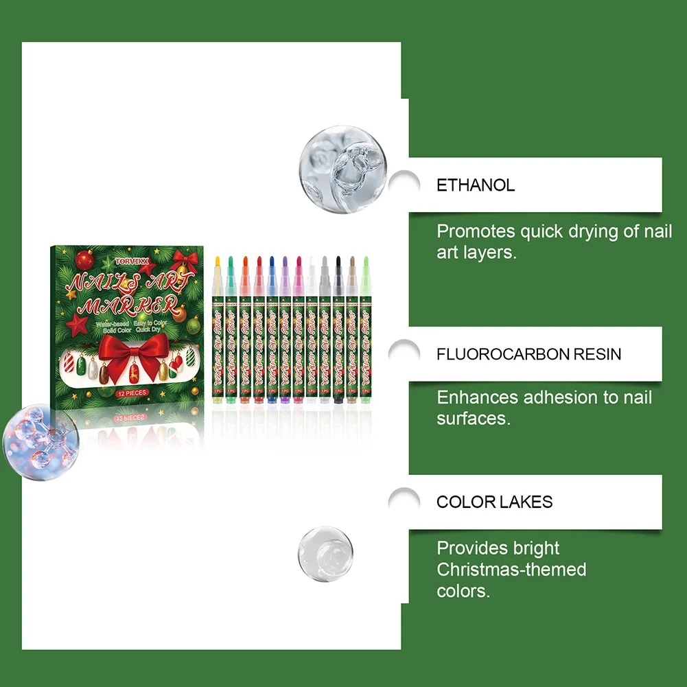 أقلام تصميم مخطط فني للأظافر تدوم طويلاً، موضوع عيد الميلاد، قلم تلوين الأظافر DIY، حفلة عيد الميلاد، قراءة الأظافر #4