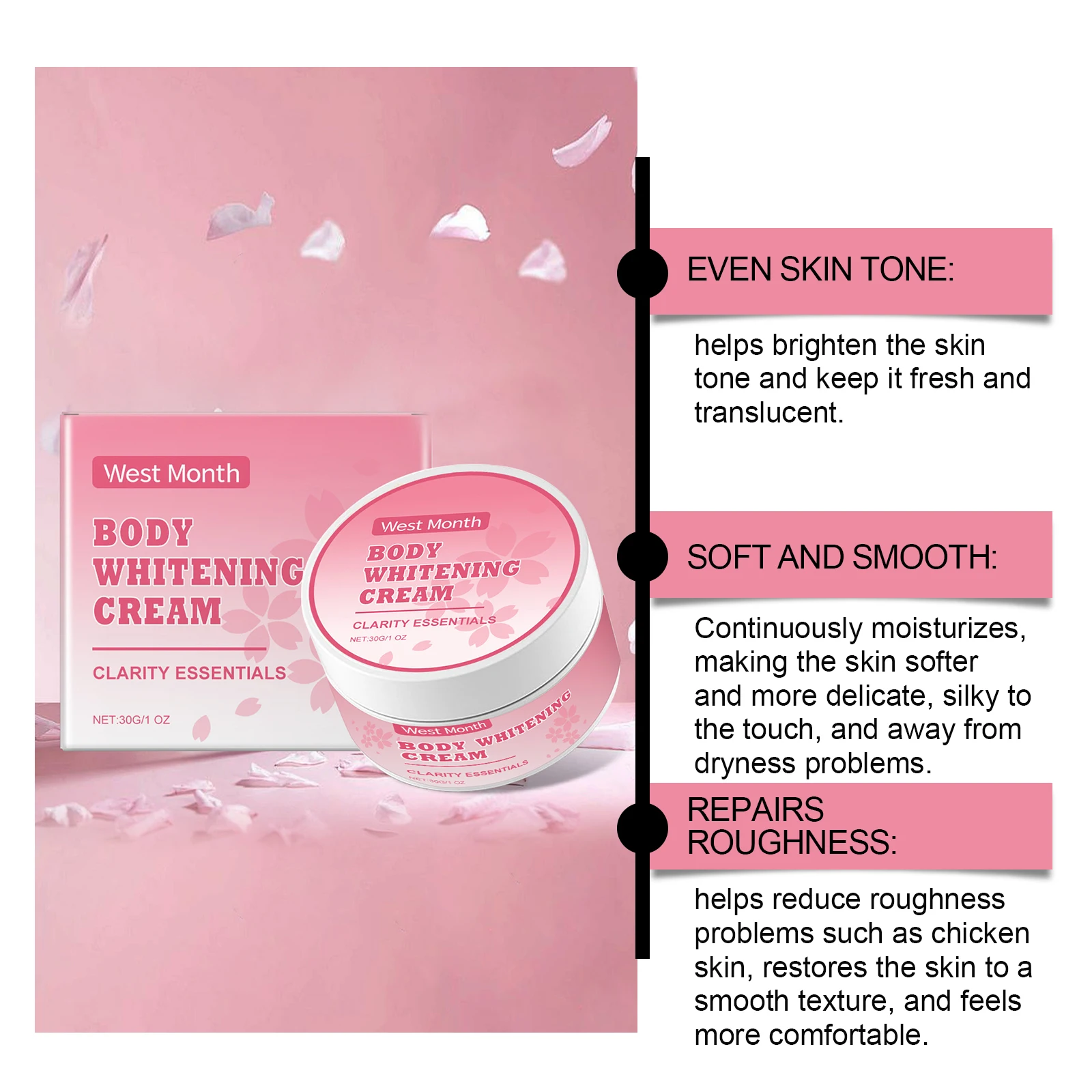 Niacinamide Body Whitening Cream For Underarm Bleaching Armpit Lightening Intimate Area Moisturizer Korean Skin Care Product