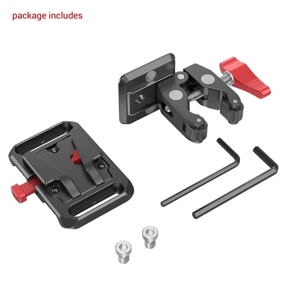 SmallRig-Mini Placa de batería de montaje en V con abrazadera en forma de cangrejo, placa adaptadora de batería 2989 para batería tipo V para trípode de cámara de vídeo