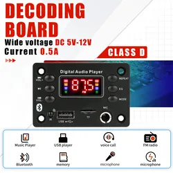 Bluetooth 5.0 DC 12V MP3 Decoder Board Wireless Car MP3 Player USB Handsfree Microphone Recording TF FM Radio Power Off Memory