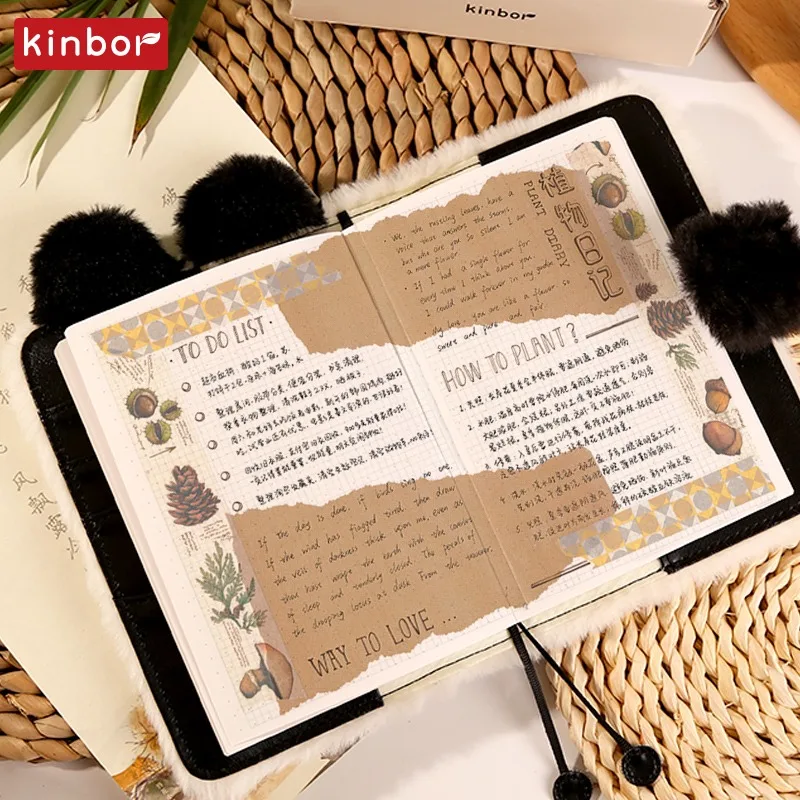 Kinbor Panda A6 Hand Book Notepad Girl Kawaii Plush Hand Ledger Book Agenda Planner Book Mini Girl Heartbook Creative Gift 공책