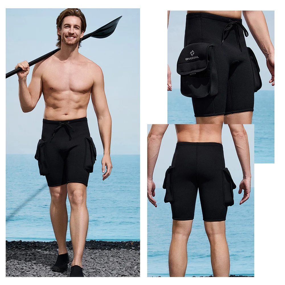 النيوبرين التكنولوجيا السراويل 3 مللي متر و 2 جيب كبير الغوص التكنولوجيا السراويل النيوبرين بذلة قصيرة للسباحة تصفح الغوص الغوص