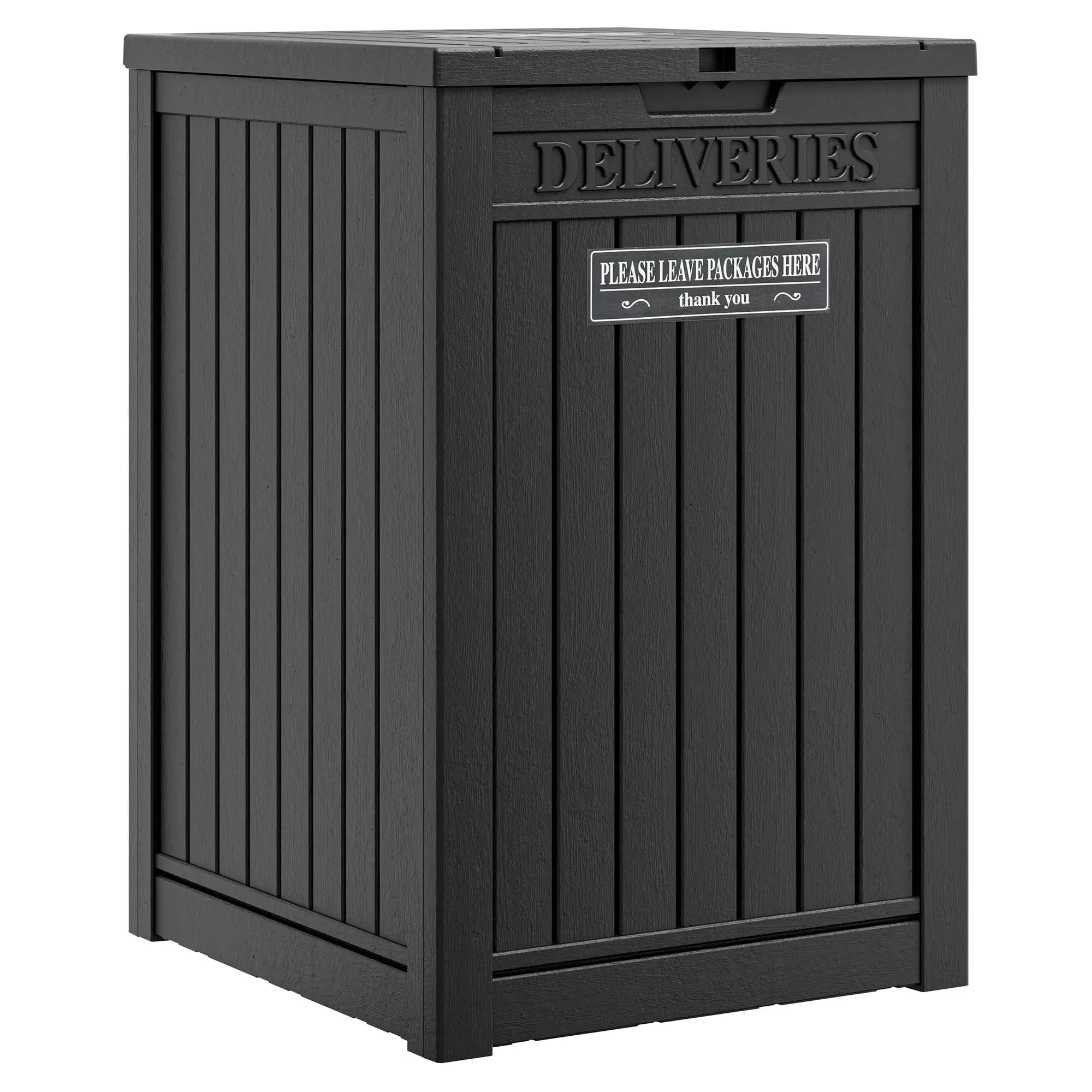 Package Delivery Box for Outside, Resin Lockable Package Drop Box with Sign, Waterproof Secure Outdoor Parcel Storage Bin for Porch Garden