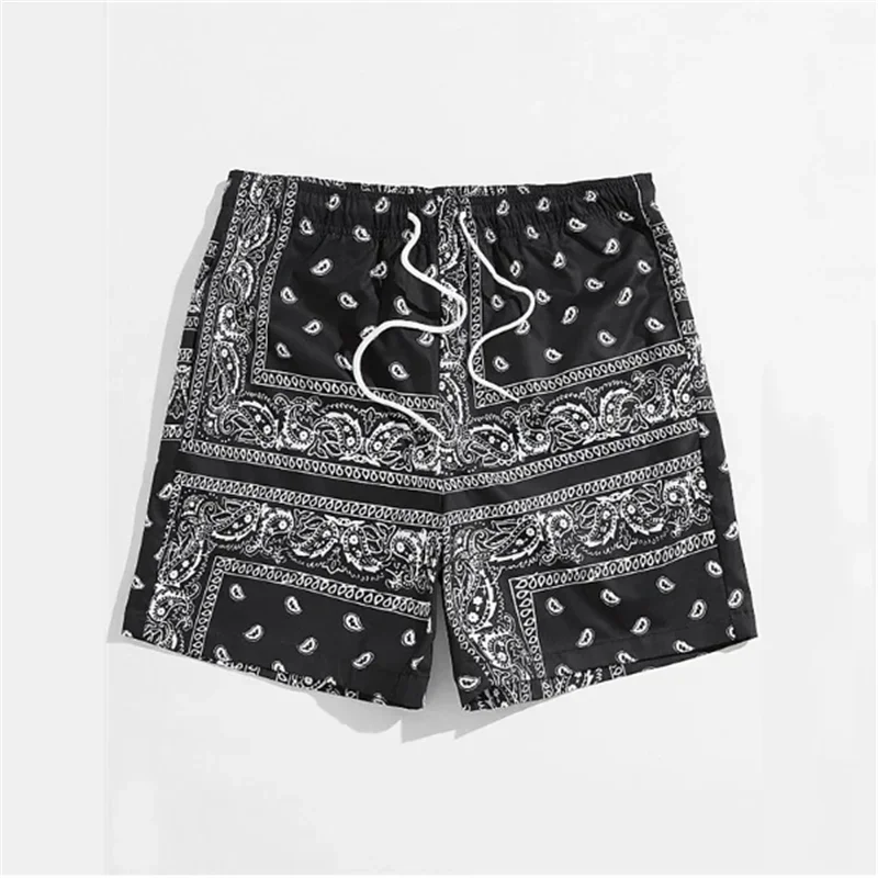 

Men's summer fashion trend headscarf pattern beach shorts 3D printed swimming trunks, loose casual street styleBB
