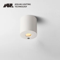 Aisilan LED Ceiling Sensor Downlight 5W Human Body Sensing Spotlight White Anti-glare Surface Mount Lamp for Hallway Balcony